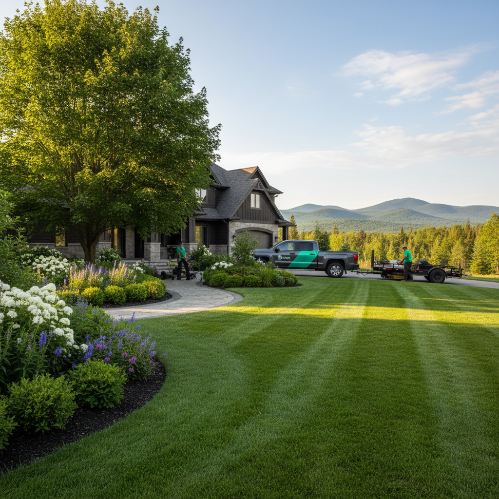 Lush green lawn with professional landscape maintenance - Winter Green Landscape Management, lawn care in Collingwood, ON